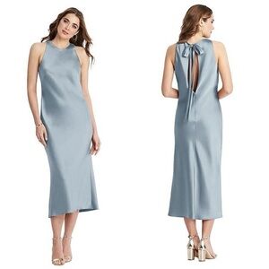 Dessy Collection Satin Maxi Dress in Light Blue